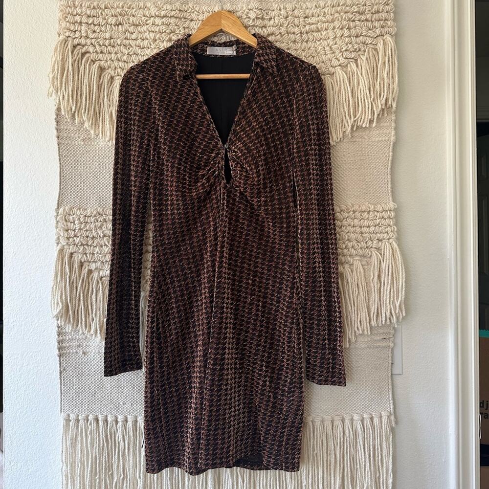 ASTR Nia Metallic Houndstooth Dress